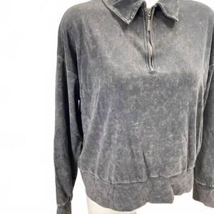 NEW HARD TAIL FOREVER women's mineral wash half-zip shirt - plus in gray